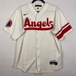 Nike Shirt Mens Size L Cream MLB Los Angeles Angels City Connect Baseball Jersey